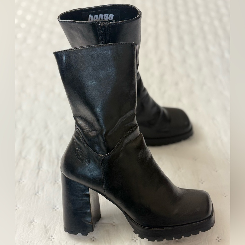 Vintage Y2K BONGO Square Toe Chunky Platform Ankle Boots Women’s Size 8.5 Black